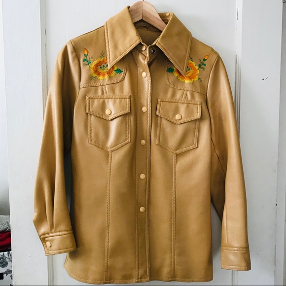 Vintage Jackets & Blazers - Vintage 70’s Vinyl Yellow Jacket